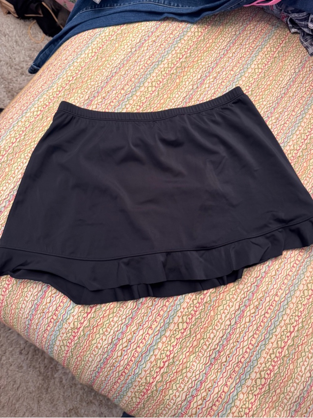 St. John's Bay Swim Skirt Swimsuit Bottom Size 16 Black ruffle hem